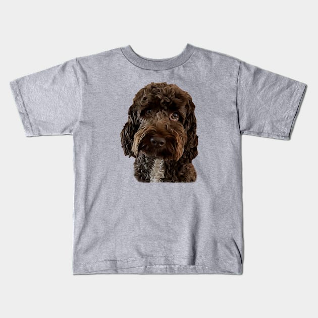 Brown Doodle Dog Kids T-Shirt by WoofnDoodle 